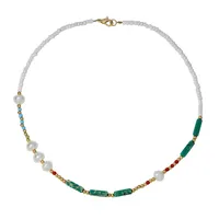 Boho Pearl Necklace Female Summer Agate Green Semi-precious Stone Necklace sku image 3