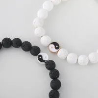New White Pine Black Frosted Beads Magnet Couple Copper Bracelet Jewelry Wholesale main image 4
