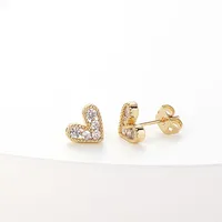 Heart Fashion Copper Artificial Gemstones Earrings Ear Studs sku image 1