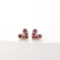 Heart Fashion Copper Artificial Gemstones Earrings Ear Studs sku image 9