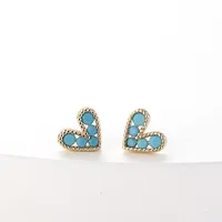Heart Fashion Copper Artificial Gemstones Earrings Ear Studs sku image 3