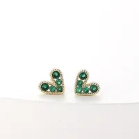 Heart Fashion Copper Artificial Gemstones Earrings Ear Studs sku image 4