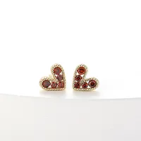 Heart Fashion Copper Artificial Gemstones Earrings Ear Studs sku image 6