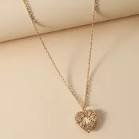 Creative Hollow Heart Shape Pendant Photo Box Pendant Necklace main image 1