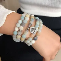 Wholesale Hand-beaded Scrub Fashion  Stone Lotus Alloy Bracelet Women main image 1
