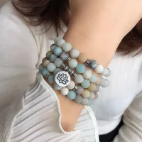 Wholesale Hand-beaded Scrub Fashion  Stone Lotus Alloy Bracelet Women main image 2