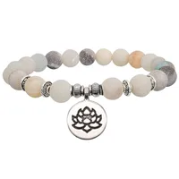 Wholesale Hand-beaded Scrub Fashion  Stone Lotus Alloy Bracelet Women main image 5