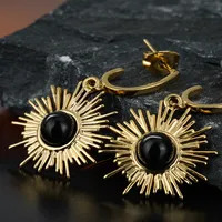 Flower Stainless Steel Natural Stone Earrings main image 1