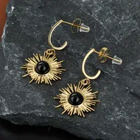 Flower Stainless Steel Natural Stone Earrings main image 3