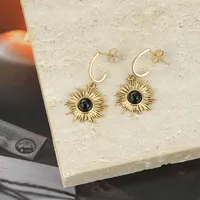 Flower Stainless Steel Natural Stone Earrings main image 4