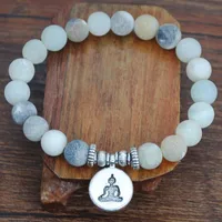 Wholesale Hand-beaded Scrub Fashion  Stone Lotus Alloy Bracelet Women sku image 1