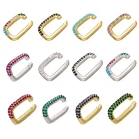 Géométrique Mode Le Cuivre Pierres Précieuses Artificielles Placage Des Boucles D'Oreilles main image 2