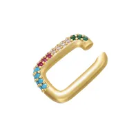 Geometric Fashion Copper Artificial Gemstones Plating Earrings sku image 2