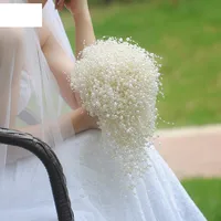 Bridal Handmade Pearl Gypsophila Bouquet Bridal Wedding Accessories main image 4