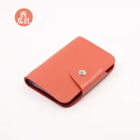 Unisex Coffee Orange Rose Red Solid Color Leather Card Holders sku image 5