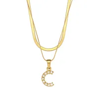 Letter Fashion Zircon 18K Gold Plated 304 Stainless Steel Necklace Wholesale sku image 26
