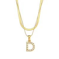 Letter Fashion Zircon 18K Gold Plated 304 Stainless Steel Necklace Wholesale sku image 1