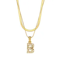 Letter Fashion Zircon 18K Gold Plated 304 Stainless Steel Necklace Wholesale sku image 25