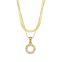 Lettre Mode Zircon Plaqué Or 18K Acier Inoxydable 304 Collier De Gros main image 3