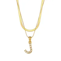 Letter Fashion Zircon 18K Gold Plated 304 Stainless Steel Necklace Wholesale sku image 7