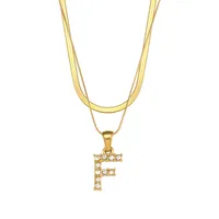 Letter Fashion Zircon 18K Gold Plated 304 Stainless Steel Necklace Wholesale sku image 3