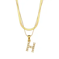Letter Fashion Zircon 18K Gold Plated 304 Stainless Steel Necklace Wholesale sku image 5
