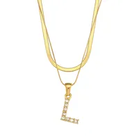 Letter Fashion Zircon 18K Gold Plated 304 Stainless Steel Necklace Wholesale sku image 9