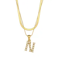 Letter Fashion Zircon 18K Gold Plated 304 Stainless Steel Necklace Wholesale sku image 11