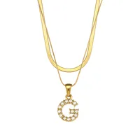 Letter Fashion Zircon 18K Gold Plated 304 Stainless Steel Necklace Wholesale sku image 4