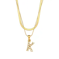Letter Fashion Zircon 18K Gold Plated 304 Stainless Steel Necklace Wholesale sku image 8