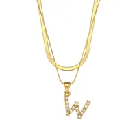 Letter Fashion Zircon 18K Gold Plated 304 Stainless Steel Necklace Wholesale sku image 20