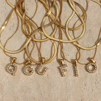 Letter Fashion Zircon 18K Gold Plated 304 Stainless Steel Necklace Wholesale main image 5
