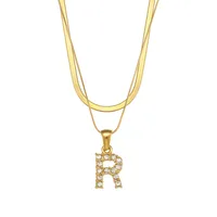 Letter Fashion Zircon 18K Gold Plated 304 Stainless Steel Necklace Wholesale sku image 15