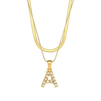 Letter Fashion Zircon 18K Gold Plated 304 Stainless Steel Necklace Wholesale sku image 24