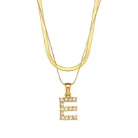 Letter Fashion Zircon 18K Gold Plated 304 Stainless Steel Necklace Wholesale sku image 2