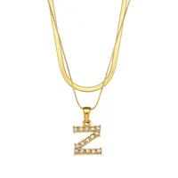 Letter Fashion Zircon 18K Gold Plated 304 Stainless Steel Necklace Wholesale sku image 23