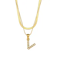 Letter Fashion Zircon 18K Gold Plated 304 Stainless Steel Necklace Wholesale sku image 19