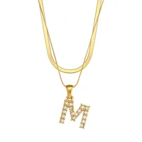 Letter Fashion Zircon 18K Gold Plated 304 Stainless Steel Necklace Wholesale sku image 10
