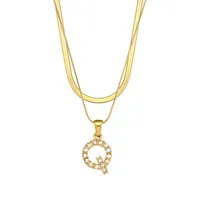 Letter Fashion Zircon 18K Gold Plated 304 Stainless Steel Necklace Wholesale sku image 14