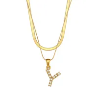 Letter Fashion Zircon 18K Gold Plated 304 Stainless Steel Necklace Wholesale sku image 22