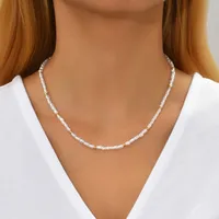 Baroque Style Geometric Imitation Pearl Beaded Necklace sku image 1