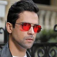 Carré Mode Couleur Unie Pc UV400 Plein Cadre Hommes De Lunettes De Soleil main image 1