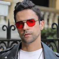 Carré Mode Couleur Unie Pc UV400 Plein Cadre Hommes De Lunettes De Soleil main image 3