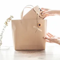 Retro Solid Color Kraft Paper Festival Gift Bags main image 2