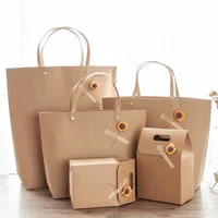 Retro Solid Color Kraft Paper Festival Gift Bags main image 3