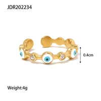 Wholesale Jewelry Fashion Devil'S Eye 304 Stainless Steel Artificial Gemstones Plating Inlay Open Ring sku image 1