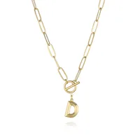 Letter Fashion 14K Gold Plated Copper Pendant Necklace Wholesale sku image 4