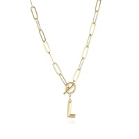 Letter Fashion 14K Gold Plated Copper Pendant Necklace Wholesale sku image 12