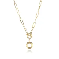 Letter Fashion 14K Gold Plated Copper Pendant Necklace Wholesale sku image 14