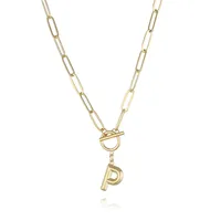 Letter Fashion 14K Gold Plated Copper Pendant Necklace Wholesale sku image 15